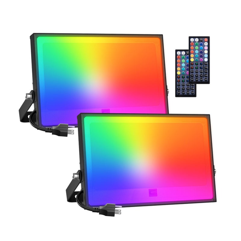 Onforu أضواء الفيضانات LED RGBW من Onforu حزمة 2، 70 واط، 2700 كيلفن أبيض دافئ قابل للتعتيم، أضواء فيضانات مقاومة للماء مع جهاز تحكم عن بعد، أضواء المرحلة DIY للإضاءة الداخلية للحفلات - Image 1